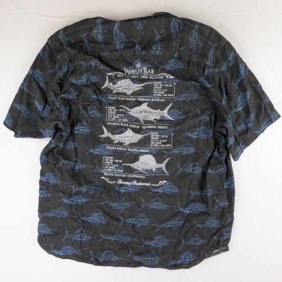 Tommy Bahama Short Sleeve Marlin Bar Hawaiian Silk Button Shirt Men's XL Gray - Picture 1 of 7